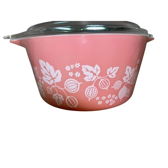 Pyrex Cinderella Casserole Dish with Lid Used Pink Gooseberry Round 473 1 QT 36 - Picture 11 of 16